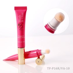 No-drip airless cosmetic tube with sponge applicator